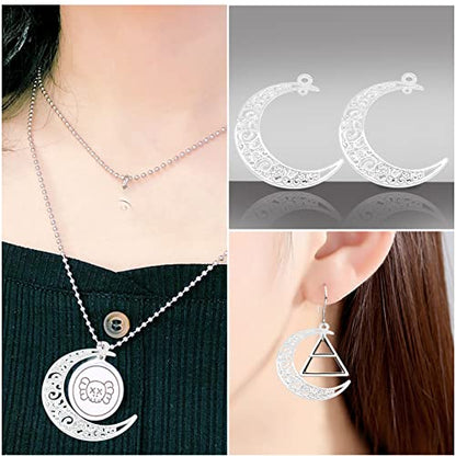 40pcs Bright Silver Hollow Moon Charms Filigree Luna Crescent Charms Celestial Moon Pendants for DIY Earrings Necklace Jewelry Making Findings - color: Kc Silver
