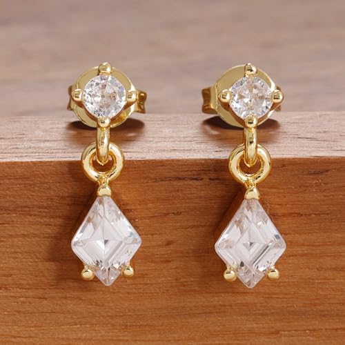 Crystal Drop Dangle Earrings Gold Silver Sparkling CZ Teardrop Earrings Elegant Lightweight Jewelry - color: Gold