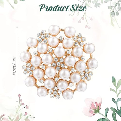 Elegant Pearl Brooches for Women, Floral Rhinestone Pearl Brooch Pins for Women Dance Party Wedding Bridal Fashion Jewelry