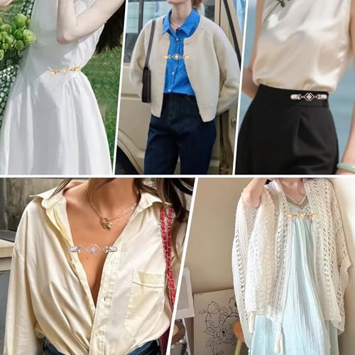 2 PCS Waist Cincher Clips Dress Clips Back Cinch for Shawl Cardigan Sweater Clothes Shirt Tightener Clip(Silvery Golden) - color: Color M