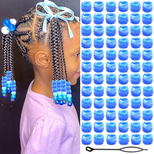 NAISKA 90Pcs Deep Blue Kids Hair Beads Small Hair Beads for Kids Round Beads for Hair Girls Dreadlock Beads Cute Mini Pony Beads Acrylic Loc Beads Beaded Hair Clips Accessories - color: Blue