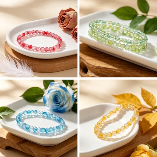 Gaspletu 7200PCS 6mm Glass Beads Bracelet Making Kit, 144 Colors Crystal Beads for Jewelry Making, 6 Box Round Beads Suitable for Beginners - color: 6 Box 6mm