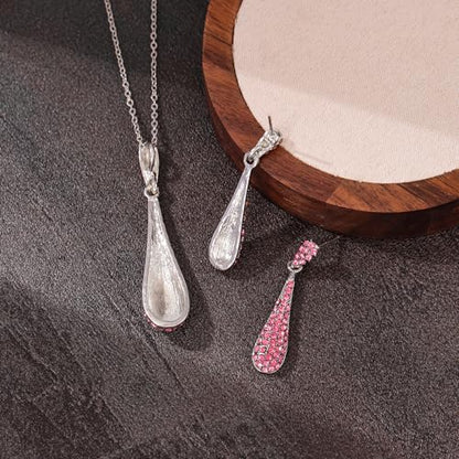 YINLI Full Crystal Rhinestone Gem Tear Drop Pendant Necklace Earrings Jewelry Sets - style: Style05