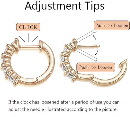 Evabelle Gold Hoop Earrings for Women 14K Real Gold Plated Cubic Zirconia Diamond Hoop Earrings Huggie Hoop Earring Women Earrings Earring for Men 925 Sterling Silver Post Hypoallergenic - color: Hoops 03-14K Rose Gold Plated