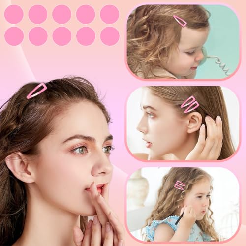 20 Pcs Snap Hair Clips for Women Snap Hair Barrettes Double Grip Hair Clips 3 Prong Clips for Hair Barrettes for Women Girls (Light pink) - color: Light pink