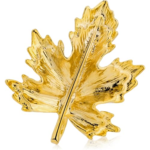 18K Gold Tone lapel Pins Brooch for Men Suit, Metal Flower Brooch Pins for Women, Mens Suit Accessories on Wedding Birthday Anniversary Father's Day. - color: Maple leaves