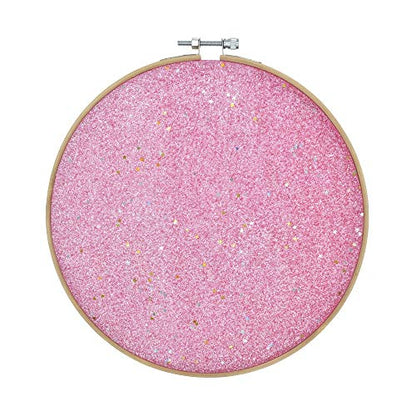 Wall Hanging Brooch Jewelry Storage Display Stand Enamel Pin Display Holder Earrings Necklace Glitter Pin Display Board with stars, Pin Collection Display, Canvas/leather Embroidery Hoop (Pink) - color: Pink