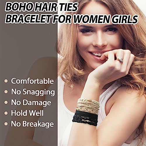 KANPRINCESS Boho Hair Tie Bracelets - Elastic Bands for Women's Ponytails, Daily Life, Sports, and Work (20pcs) - color: Set6