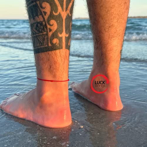 Red String Anklet for Women Men Teen - Ankle Bracelet Surfer Beach Anklets Cord Waterproof Adjustable Jewelry Unisex Summer Accessories Protection Talisman Good Luck - size: 8" min length - 16" max length (Pack of 2)