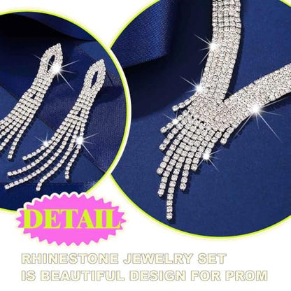 Sixexey Rhinestone Bridal Jewelry Set Silver Wedding Jewelry for Women | Sparkly Necklace Earrings Prom Party Jewelry Accessories for Women