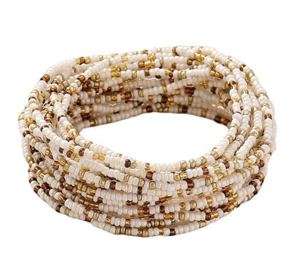 18Pcs Handmade Bohemian Multilayer Colorful Seed Beaded Stretch Stackable Bracelet Anklets Women's Summer Beach Vacation Jewelry Party Gift - color: brown