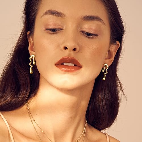 Gold Clip On Earrings for Women Trendy Non Piercing Flower Dangle Earrings Floral Earring 14K Gold Plated Lightweight Earrings for Non-Pierced Ears Fake Earrings Set - style: Waterdrop