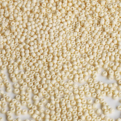 Bala&Fillic Beige Color 3mm Seed Beads About 3600pcs/100Grams in Bag, 8/0 Glass Craft Beads for Making Bracelet and Necklace (Beige) - color: Beige