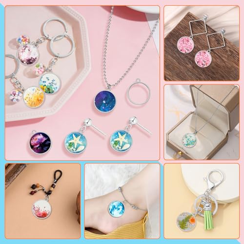 50pcs Open Bezels for Round Open Back Bezel Hollow Frame Pendants - Resin Craft Bezels for Jewelry Making, DIY Crafts (White K) - color: White K;Round