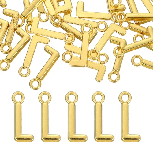 uxcell Letter Charm, Alloy Letter Initial Alphabet Charm for DIY Craft Jewelry Making Bracelets Earrings Necklace - color: Gold - L