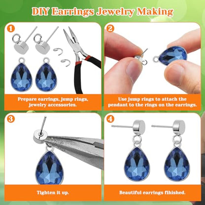 54pcs Earring Studs for Jewelry Making,Round Ball Post Stud Earrings Hypoallergenic Earring Posts with Ear Nuts for Anniversaries Gifts, Favors, Jewelry Making(Silver) - color: 54pcs;Silver