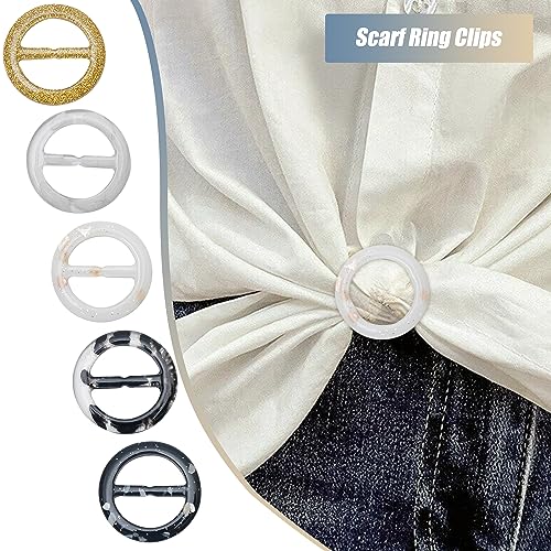 AEGYPIUS Scarf Ring, 10 Pcs Resin Scarf Rings for Women Fashion Round Shirt Clips for Women, Scarf Buckle Scarf Ring Clip Silk Neckerchief Clasp Clothing Wrap Fasten Holder for Lady Girls