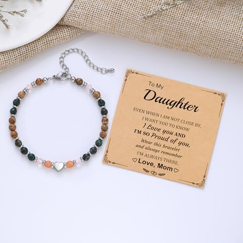 Best Friend Bracelet Gifts for Women Sister Bestie, Christmas Gift for Teens Mom Daughter Granddaughter Birthday Gift for Her Stocking Stuffers - color: African Turquoise-Daughter
