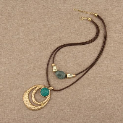 Boho Necklaces for Women Chunky Circle Necklace Bohemian Necklaces | Chunky Boho Necklace for Women Layered Boho Circle Leather Choker Necklace Long Vintage Necklaces Bohemian Jewlery Gifts - style: Bohemian Necklaces Women