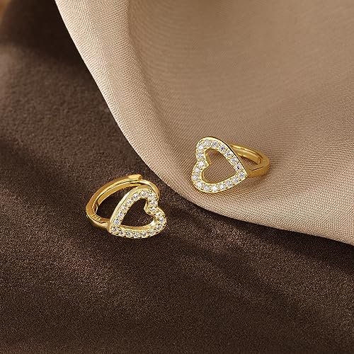 SLUYNZ Sterling Silver Love Heart Huggie Earrings for Women Teens CZ Love Heart Hoop Earrings for Valentines Day - color: B-Yellow