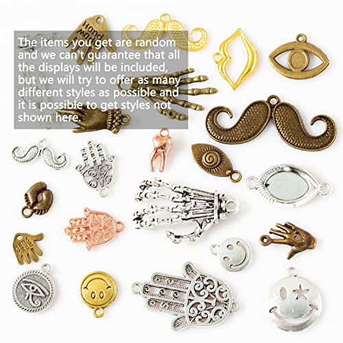 stino 100 G Mixed Style Metal Charms for Jewelry Making, Bulk Silver & Gold Plated, for Bracelet, Necklace, Earrings DIY Crafts - style: Body Parts
