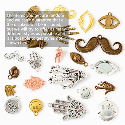 stino 100 G Mixed Style Metal Charms for Jewelry Making, Bulk Silver & Gold Plated, for Bracelet, Necklace, Earrings DIY Crafts - style: Body Parts