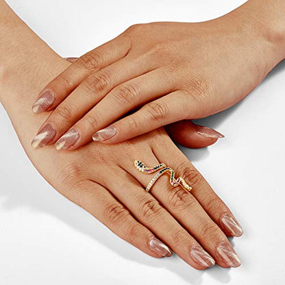Gold-Plated Butterfly Rings - Vintage Snake Statement Rings with Cubic Zirconia for Women Adjustable Open Rings - style: Snake Gold