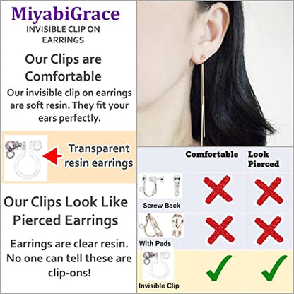 Dangle Silver Invisible Clip On Earrings for Women Not Pierced Gold Crystal Rhinestone Comfortable Hoop Fringe Long Chain Clip On Earrings - color: Fringe Silver 2