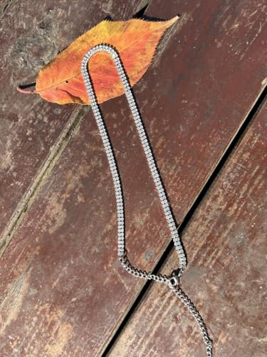 WangGao Dual Layer Stainless Steel Rhinestone Choker Tennis Necklace - color: Silver