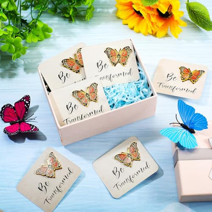 Sayglossy 30 Sets Butterfly Pins on Card Bulk Religious Bible Verse Butterfly Gifts with Be Transformed Card Christian Lapel Pin with Cards for Women Church Mothers Gifts - style: Monarch Butterfly