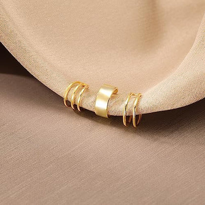 SLUYNZ Solid 925 Sterling Silver Ear Cuff Earrings for Women No Piercing Cartilage Earrings Tri Earrings, Helix Cuff Earrings for Men - color: B-18K Gold Plated
