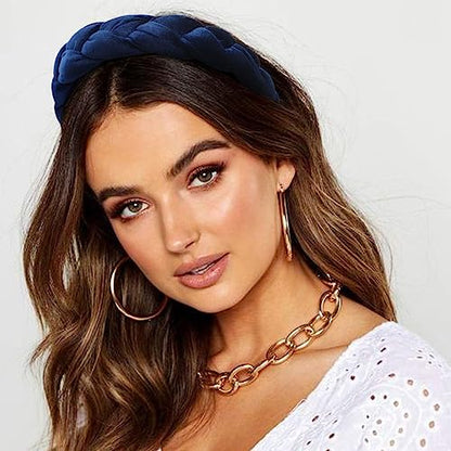 DRESHOW Braided Headbands for Women Velvet Hair Hoop Elastic Criss Cross Hair Bands Accessories - color: 01 Pc Velvet Braided: Blue