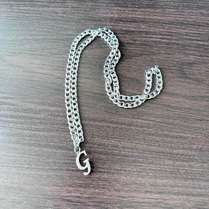 Stainless Steel Initial A-Z Necklace for Men Women,Cuban Chain,Titanium Steel Initial Letter Pendant Charm Necklaces Accessories Jewelry for Woman Man,21 Inch Chain - color: G