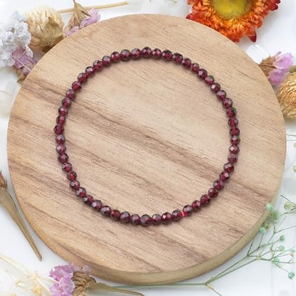 MASSIVE BEADS Natural Genuine Gemstone Beads Healing Crystal Chakra Reiki Jewelry Faceted Round Beads Bracelets 3mm - color: Garnet