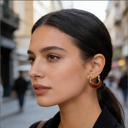 3 Pairs Amber Jewelry Boho Brown Earrings for Women Chunky Amber Earrings | Boho Brown Earrings Chunky Amber Earrings Vintage Resin Beaded Loop Earring, Boho Accessories Vintage Jewelry Gifts ﻿