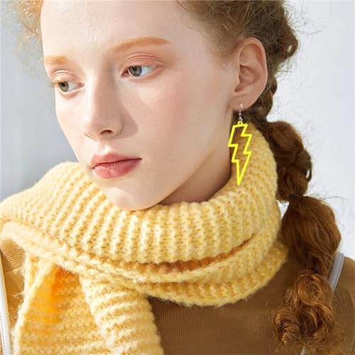 ONLYJUMP Acrylic Exaggerated Lightning Earrings Statement Punk Retro Geometric Delicate Neon Personalized Earrings Accessory Jewelry for Women - color: Yellow