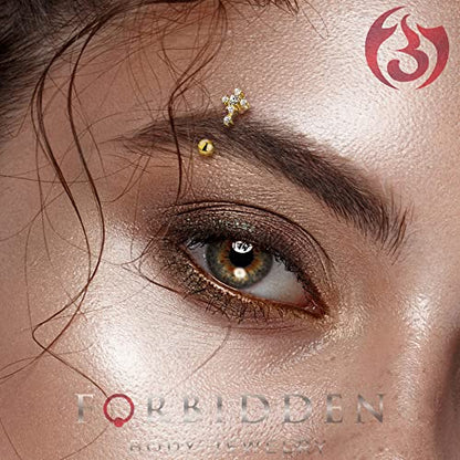 Forbidden Body Jewelry 16g 8mm Surgical Steel Curved Barbell for Daith, Eyebrow, Rook & Belly Button with CZ Cross Top - color: Silver Tone