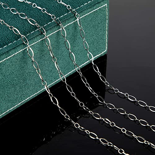 UMAOKANG 16.4 Feet Stainless Steel Chain for Jewelry Making Silver Oval Loop Link Chain on Spool with 30 Jump Rings 10 Lobster Clasps Necklace DIY Supplies - color: Steel