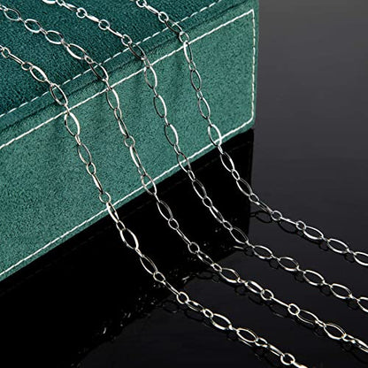 UMAOKANG 16.4 Feet Stainless Steel Chain for Jewelry Making Silver Oval Loop Link Chain on Spool with 30 Jump Rings 10 Lobster Clasps Necklace DIY Supplies - color: Steel