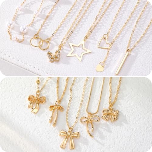 57 Pcs Gold Jewelry Set for Women,12 Pair Hoop Earrings，18 Pair Round Stud Earrings,21 Pcs Stackable Knuckle Rings,6 Pcs MultiLayer Pendant Necklaces，Fashion Accessories for women Gifts - style: Style 3