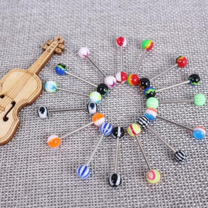 20Pcs Disposable Tongue Ring,Beautiful Colorful Women Tongue Ring Bar Stud Random Color Tongue Rings Stainless Steel Barbells Piercing Jewelry