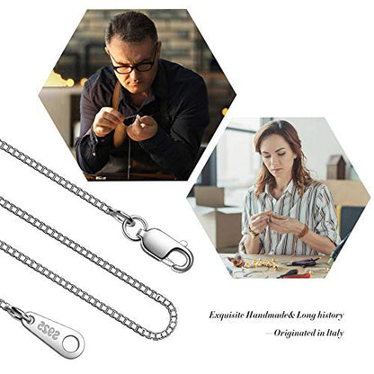 925 Sterling Silver Chain Necklace for Women 0.8mm Box Chain, Italian Necklace Chain, Super Strong & Thin & Long16/18/20/22/24 Inches - color: White Gold, size: 36 Inch