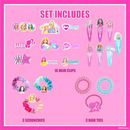 Barbie Hair Accessories Set with Hair Clips, Bows & Scrunchies - color: Barbie