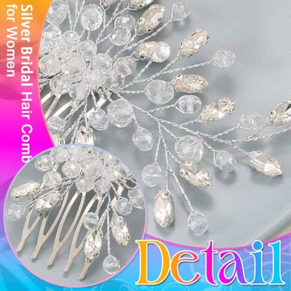 Crystal Bride Wedding Hair Comb Silver Rhinestone Bridal Hair Pieces Clip Hair Accessories for Women and Girls (A-silver) | Silver Bride Hair Clip Crystal Bridal Hair Piece Accessories - color: A-silver