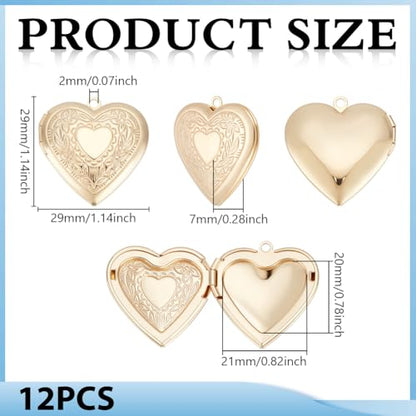 UNICRAFTALE Golden Locket Pendants Small Heart Photo Frame Charms Metal Memory Locket Charms Heart Picture Frame Bouquet Charm for DIY Jewelry Making - style: Heart around Flower