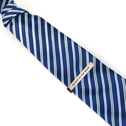 Father of the Bride and Groom Gifts - Wedding Tie Clips for Groomsmen From the Bride - Stainless Steel Tie Bars - color: Father of the bride-Rose Gold