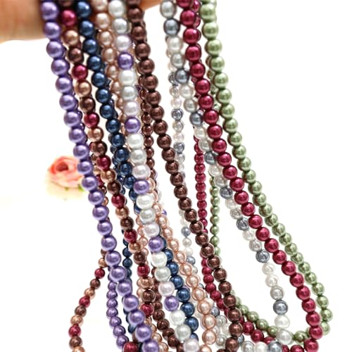 AAA+ Simulated Pearl Strand Necklace Colorful 10mm Pearls Choker Necklaces for Women 1920s Long Costume Jewelry Gift - color: long pearl necklace White Purple 24 Inches