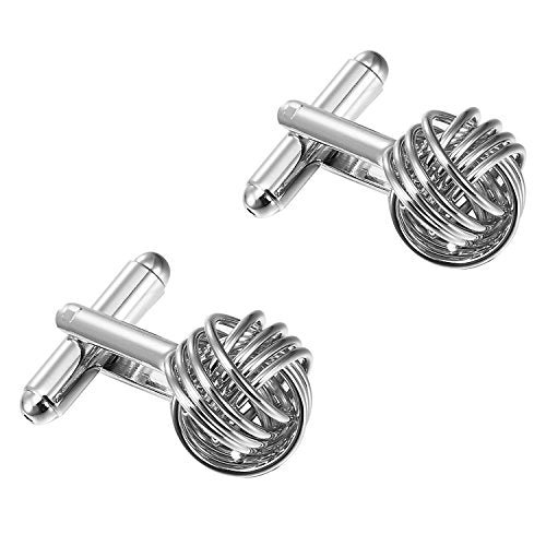 Urban Jewelry Mens Stainless Steel Nautical Knot Cufflinks Sharp Formal | Nautical Cufflinks Stainless Steel Rust Resistant Finish Polished Cufflink Finish Modern Cufflink Design Style - color: Stainless Steel Knot Cufflinks for Men