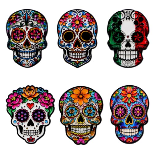4/6/9/10/12/16/20PCS Cute Enamel Pins Bulk Set, Art Aesthetic Lapel Brooches, Humorous Quote Pins for Backpacks Jackets Hats Bags, Novelty Cool Badges for Women, Men, Teens, Kids - style: 6pcs Skull
