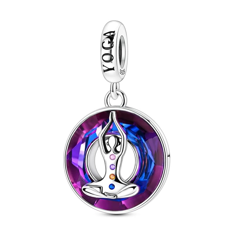 925 Sterling Silver Charms for Bracelets and Necklaces Beads Jewelry Charms for Women - color: Yoga Chakra Charm